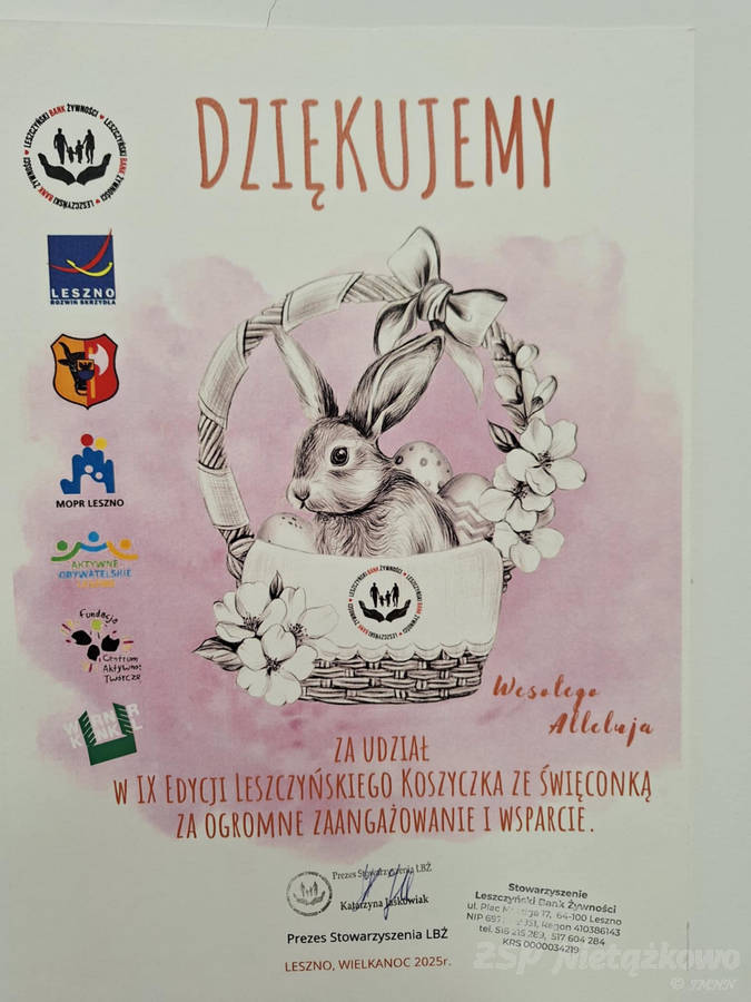 Podziękowania za zbiórkę środków chemicznych i masła